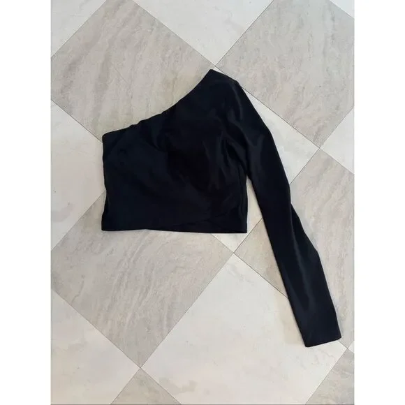 Lululemon Align Asymmetrical One Sleeve Long Sleeve Top Size 4 Black - Picture 3 of 9